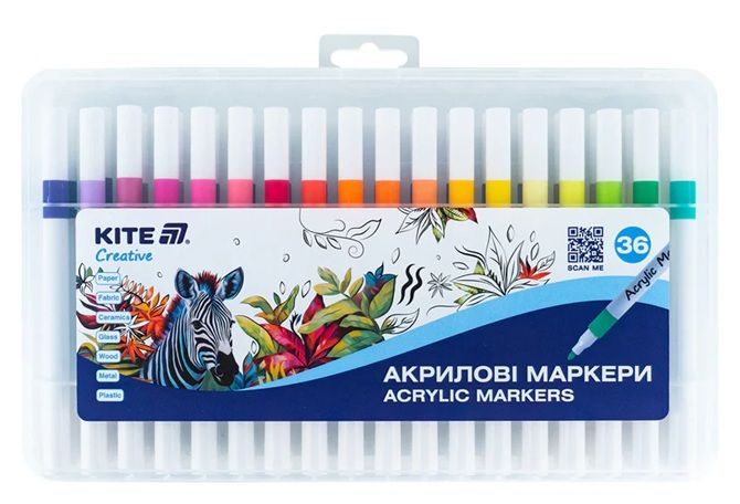 Akrilinių žymeklių rinkinys CREATIVE, Kite, 36 sp.
