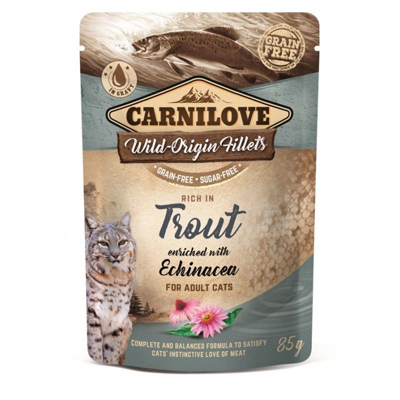 Kačių Maistas - CARNILOVE Drėgnas Kačių Maistas Su Upėtakiu, Echinacea 85 g
