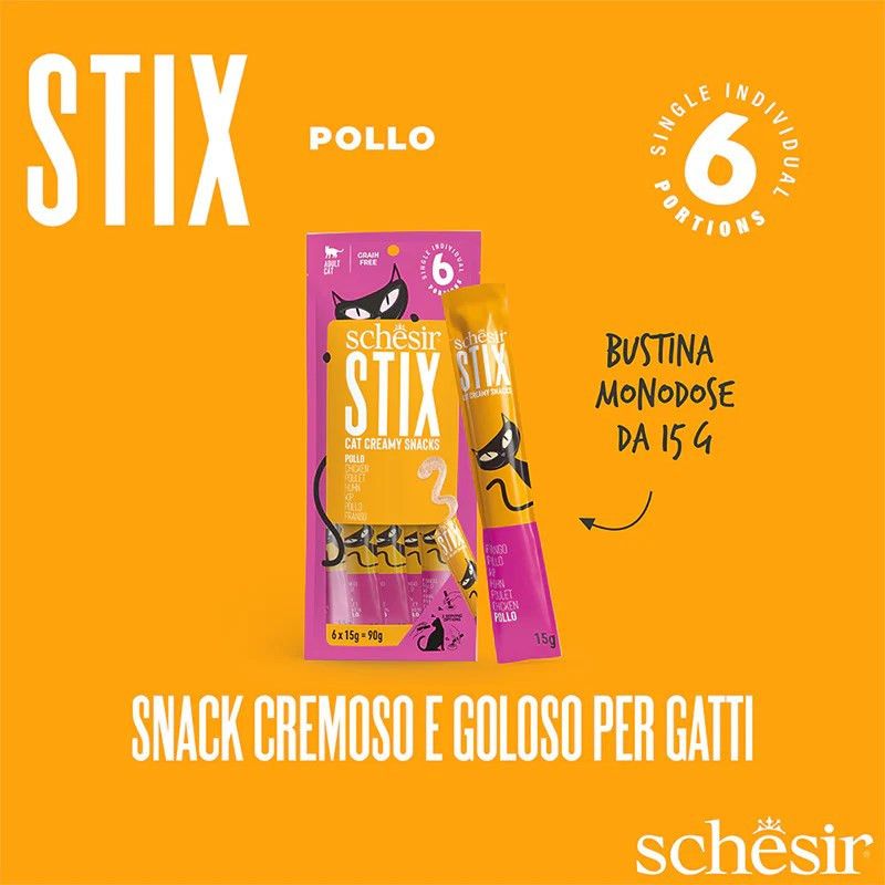 Kačių Skanėstai - Schesir Stix Su Vištienos, 6x15g