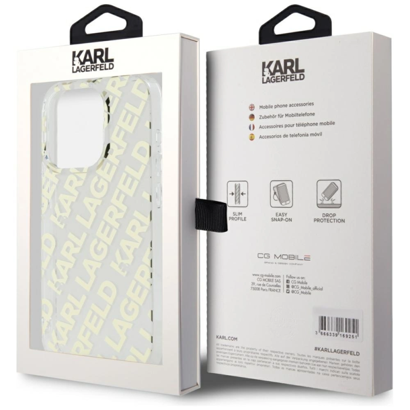 Karl Lagerfeld IML Fullover Logo dėklas iPhone 15 Pro - auksinis