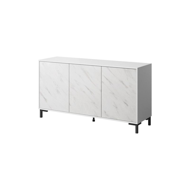 MARMO 3D komoda 150x45x80.5 cm balta matinė / marmuro balta
