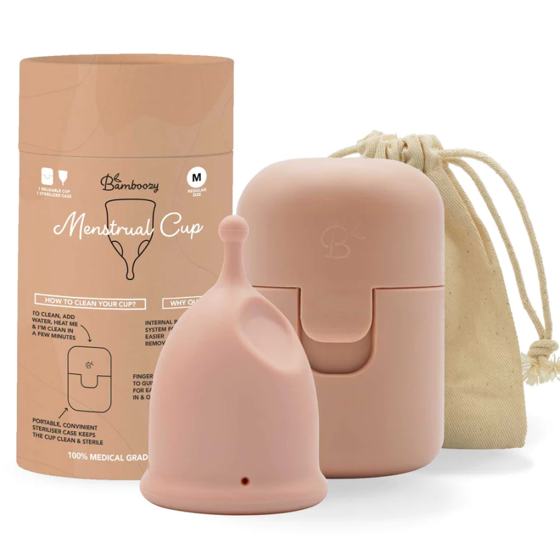 Menstruacinės taurelės ir sterilizatoriaus rinkinys BAMBOOZY, 1 vnt (L dydis)