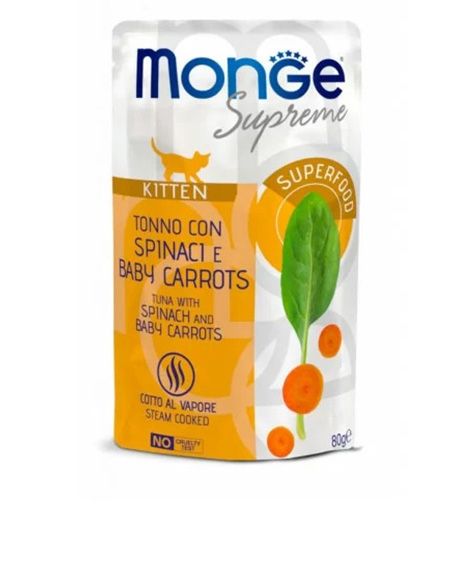 Monge Supreme konservai kačiukams su tunu, špinatais ir morkomis, 12x80 g