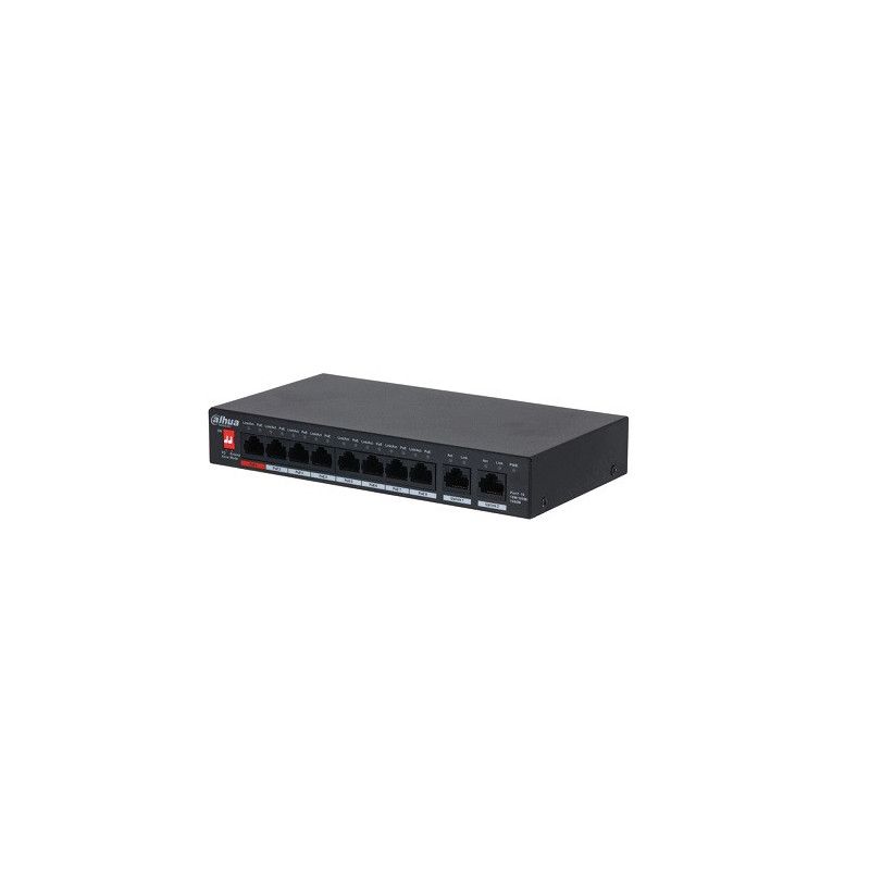 PoE šakotuvas 8*100Mbps PoE portai ir 2 Uplink 1000Mbps, Port1-60W, Port2-8-30W, Total-96W