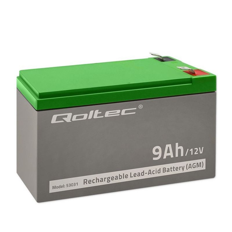 Qoltec 53031 AGM akumuliatorius, 12 V, 9 Ah