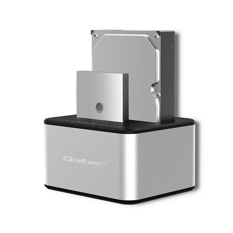 „Qoltec 5316“ 2x HDD / SSD prijungimo stotelė, 2,5 ' / 3,5' SATA, USB 3.0, klonavimas