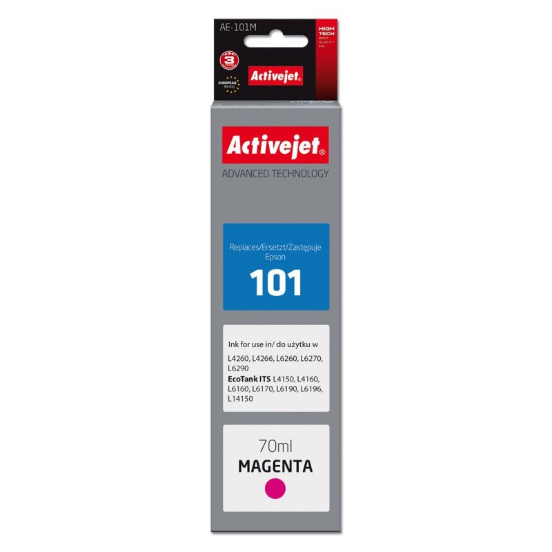 „Activejet AE-101M“ rašalo kasetė (pakeičianti „Epson 101 Supreme“ 70 ml, rausvai violetinės spalvos spausdintuvą)