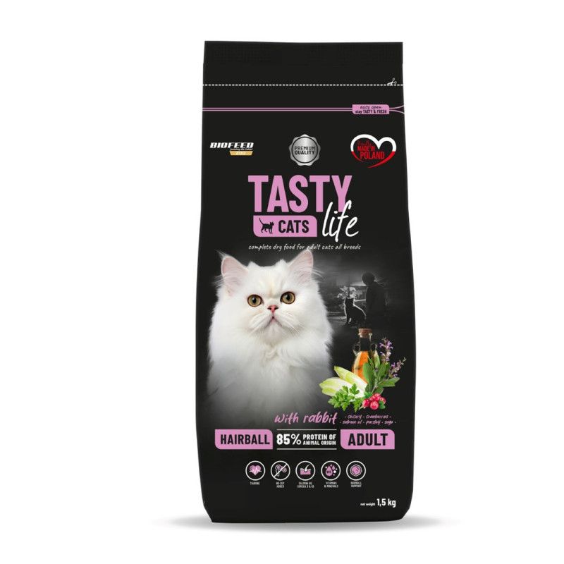 Sausas kačių maistas - BIOFEED Tasty Life Triušis 1,5kg