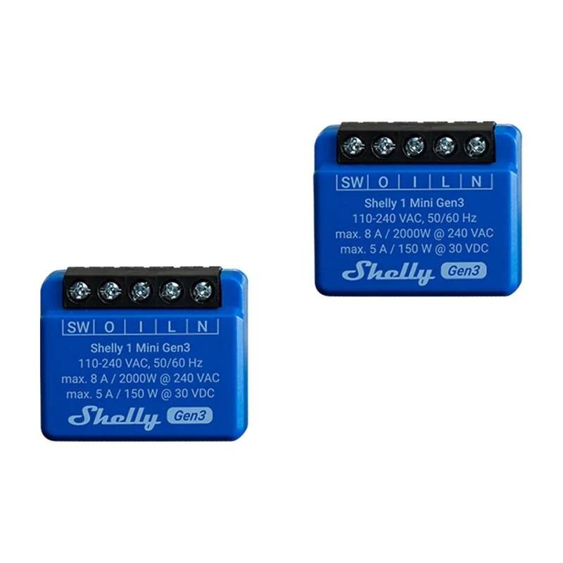 „Shelly 1 Mini Gen3“ 2 valdiklių rinkinys, „WiFi“ / „Bluetooth“