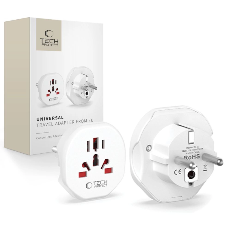 Tech-Protect universalus kelioninis adapteris EU - baltas