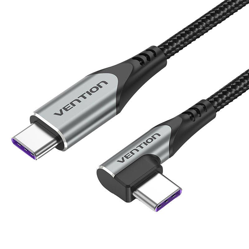 „Vention TAKHF“ USB-C–USB-C 5A kampinis kabelis (pilkas)