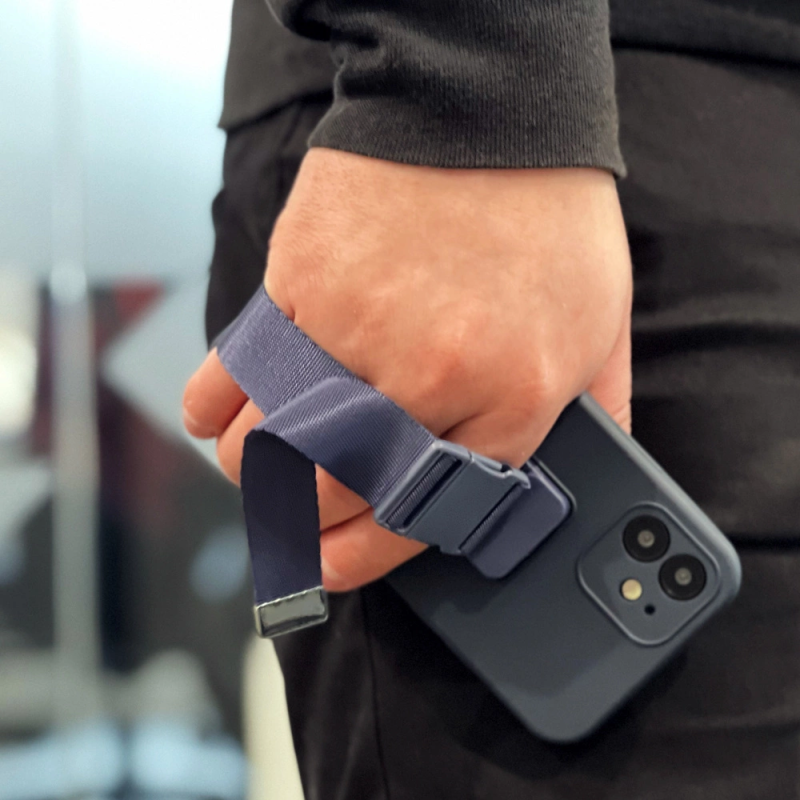 Virvės dėklas, gelio dėklas su grandininiu dirželiu, dirželiu iPhone 13 Pro šviesiai mėlynas
