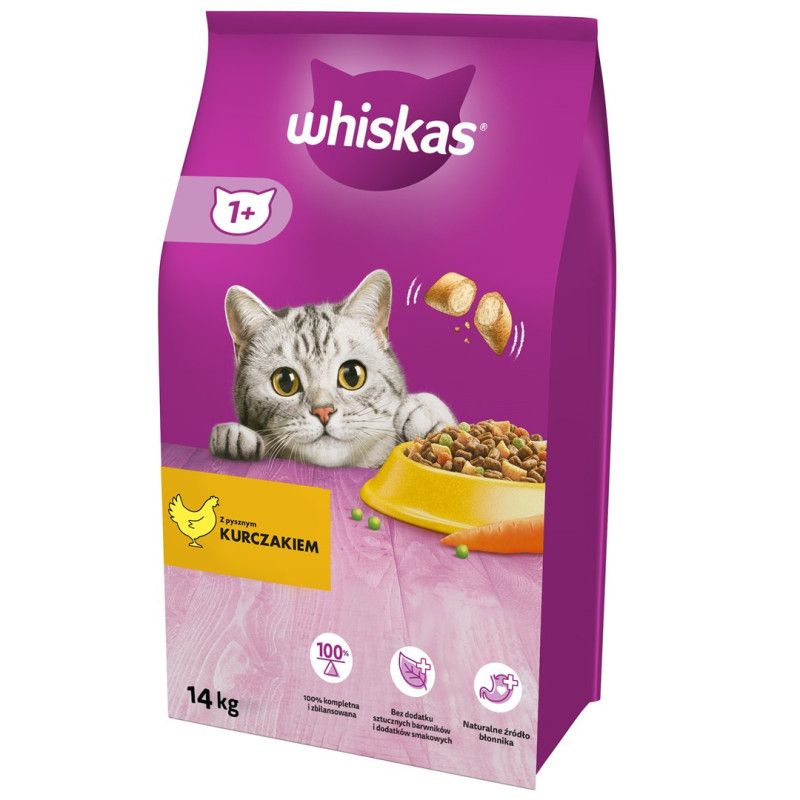 Whiskas 325628 sausas kačių maistas suaugusioms katėms su vištiena, 14 kg