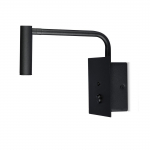 3W LED sieninis šviestuvas, juodas, su USB, 3000K