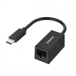 Adapteris Hama Network Adapter, USB-C -> LAN, black