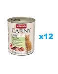 ANIMONDA Carny Adult Chicken, Turkey, Rabbit 12x800 g vištienos, kalakutienos ir triušienos suaugusioms katėms