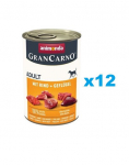 ANIMONDA Gran Carno Adult with Beef, Poultry 12x400 g su jautiena ir paukštiena suaugusiems šunims