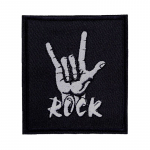 Antsiuvas medžiaginis Rock; 7.5x8.5cm