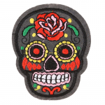 Antsiuvas medžiaginis Skull Grey; 7.5x5.5cm