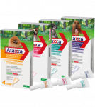 Ataxxa lašai šunims nuo erkių, blusų ir uodų (1 vnt.) : Antiparazitikų dydžiai - iki 4 kg