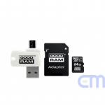 Atminties kortelė telefonui Atminties kortelė GoodRam microSDXC 64GB CL10 +adapteris +kortelių skaitytuvas