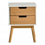 Baltos ir rudos spalvos pušies masyvo naktinis staliukas "Marckeric Baku