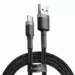 "Baseus Cafule" laidas, tvirtas nailono laidas USB / USB-C QC3.0 3A 1M Juodai pilkas (juodai pilkas)