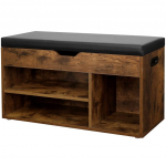 Batų spintelė su lentynomis ir minkšta sėdima dalimi rudos spalvos