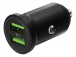DELTACO USB automobilinis įkroviklis, 2x USB-A 18 W, greitas įkrovimas, viso 36 W juodas USB-CAR128|USB-CAR128