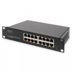 Digitus | 16-port Gigabit Ethernet Switch | DN-80115 | Unmanaged | Rackmountable | 10/100 Mbps (RJ-45) ports quantity | 1 Gbps (RJ-45) ports quantity | SFP+ ports quantity | Power supply type Internal