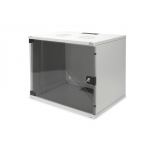 Digitus | 9U wall mounting cabinet | DN-19 09-U-S-1 | Grey | Safety class rating IP20. Lockable safety-glass door. 200° door opening angle. Front door: Glass door, single opening. Unmounted 460x540x400 mm. SOHO|DN-19 09-U-S-1