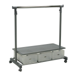 Drabužių kabykla ant ratukų FORD su 3 stalčiais, 94x42x93,5-168 cm, Sidabro/chromo