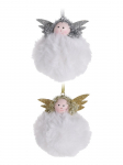 Eglutės dekoracija WHITE BALL ANGEL, 8 cm