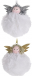 Eglutės dekoracija WHITE BALL ANGEL, 9 cm
