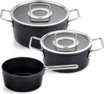 Fissler Puodų rinkinys Adamant su stikliniais dangčiais ir puodu 3 dalys