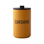 Garstyčių geltonos spalvos kelioninis termopuodelis Design Letters Sunshine, 350 ml