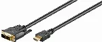 GB HDMI/DVI KABELIS 2 M, HDMI - DVI-D VIENGUBO RYŠIO (18+1 KONTAKTŲ), G