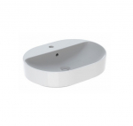 Geberit VARIFORM pastatomas praustuvas, elipsės formos su skyle maišytuvui, 60 cm : Spalva - Balta, Tipas - su persipylimo anga