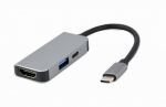 Gembird A-CM-COMBO3-02 USB Type-C 3-in-1 multi-port adapter (USB port + HDMI + PD), silver