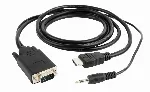 GEMBIRD A-HDMI-VGA-03-10 Gembird HDMI-VGA ir garso adapterio kabelis, viengubas, 3 m, juodas
