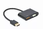 GEMBIRD HDMI vyriškas HDMI moteriškas + VGA moteriškas + garso adapterio kabelis juodas