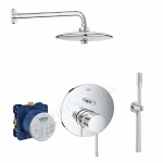 Grohe Essence potinkinio dušo maišytuvo komplektas su lietaus dušo galva, chromo spalvos
