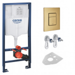 Grohe potinkinis rėmas Rapid SL su tvirtinimais 38536001 su Grohe Skate Cosmopolitan 38732GN0 brushed cool sunrise vandens nuleidimo mygtuku