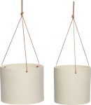 Hübsch Pakabinamas vazonas Hübsch su odiniu pakabuku smėlio spalvos 2 vnt.