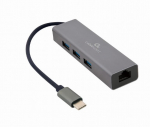 I/O ADAPTER USB-C TO LAN RJ45/USB HUB A-CMU3-LAN-01 GEMBIRD|A-CMU3-LAN-01