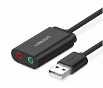 Išorinė USB garso plokštė UGREEN 15cm - Juoda