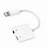 Joyroom universal Lightning adapter - 3.5mm mini jack with charging port white (S-Y105)