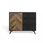 Juoda/ruda žema komoda 92x81 cm Chevrons - Marckeric