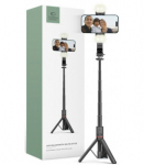 Juoda selfie - asmenukių lazka - trikojis "Tech-Protect L05S Wireless Selfie Stick Tripod & LED Light"