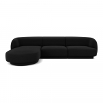 Juodo aksomo kampinė sofa (kairysis kampas) Miley - Micadoni Home